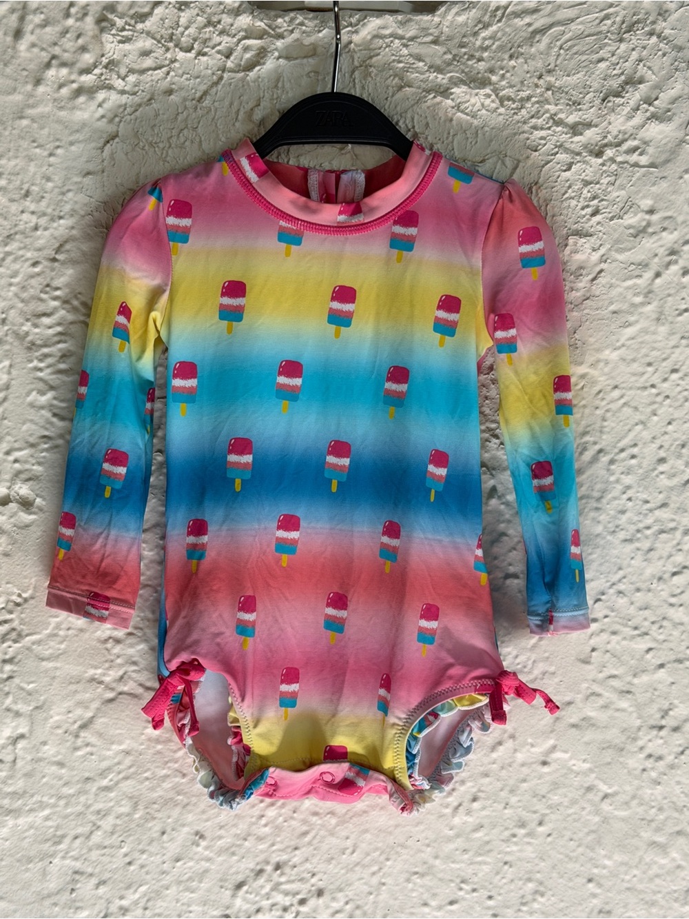 Like new, Hatley 6-9 months Multi Color Popsicle Long-Sleeve Swim One-Piece